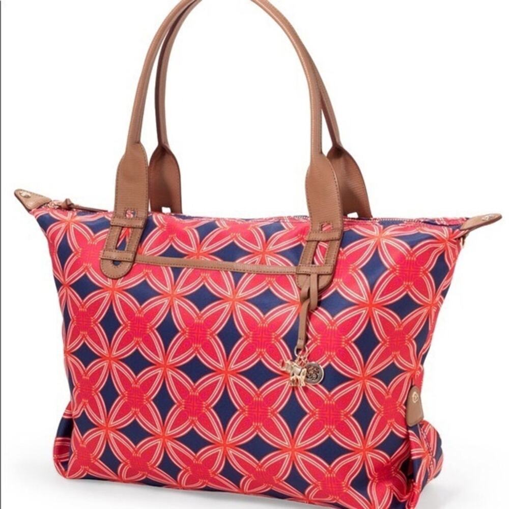 Stella & Dot How Does She Do It Tote Womens Red Blue Slouchy Bag  Hobo Colorful